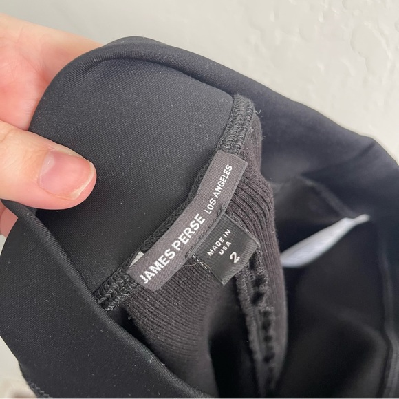 James Perse Midi Rib Skirt Black Ribbed Minimalist Pull On Womens Size Medium - Picture 5 of 8